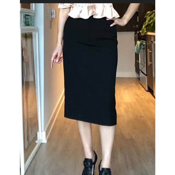 Zara Womens High Waist Pencil Knee Length Black Wool Blend Skirt Size M - Picture 1 of 9